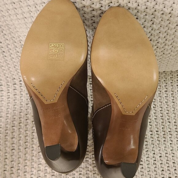 Ralph Lauren Purple Label Jensynn Calf-Suede Tan Heeled Bootie - Picture 4 of 11